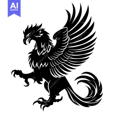 Popular premium asset: A Black and White Stylized Illustration of a Griffin