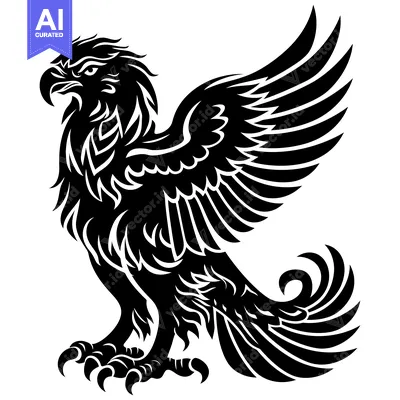 Aset premium populer: Black and White Tribal Style Eagle with Wings Spread