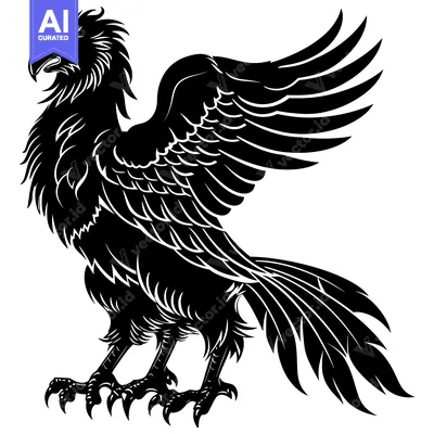 Popular premium asset: Black and White Silhouette of a Ferocious Eagle with Spread Wings