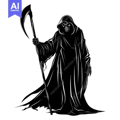 Grim Reaper Silhouette Holding Scythe