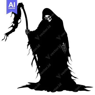 Aset premium populer: Grim Reaper Silhouette with Scythe and Draped Robe