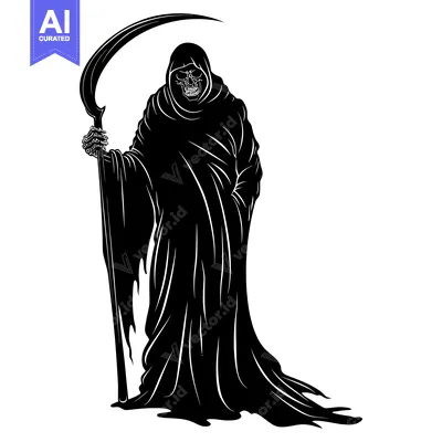 Grim Reaper Silhouette Holding a Scythe