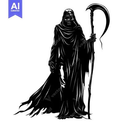 Aset premium populer: Grim Reaper Silhouette Holding a Scythe