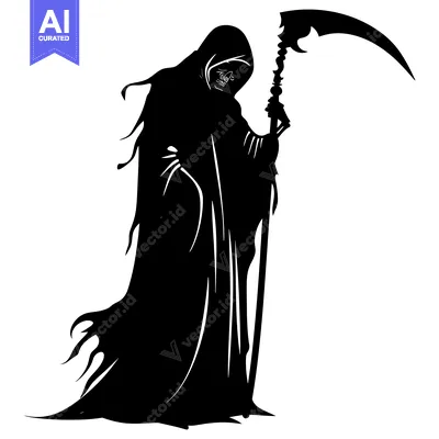 Silhouette of the Grim Reaper Holding a Scythe