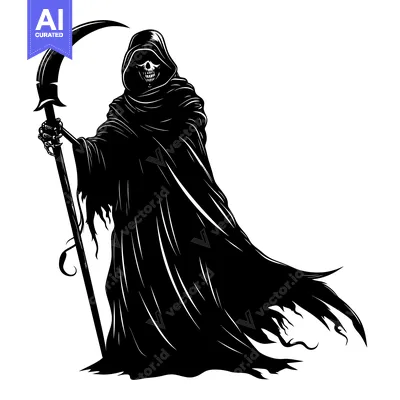 Premium design asset: Grim Reaper Silhouette Holding a Scythe