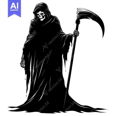 Aset premium populer: Grim Reaper Silhouette with Scythe