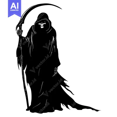 Silhouette of Death Holding a Scythe