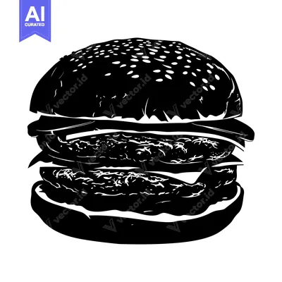 Aset premium populer: Black and White Silhouette of a Hamburger