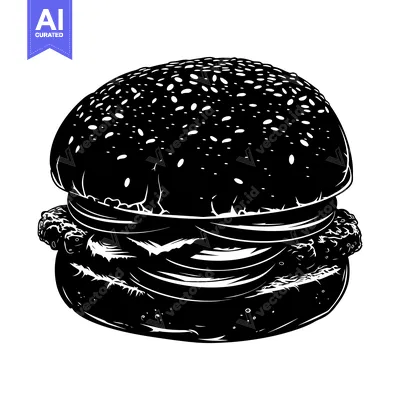 Popular premium asset: A Black and White Silhouette of a Hamburger