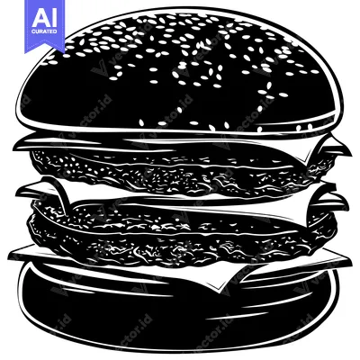Aset premium populer: Double Cheeseburger with Sesame Seed Bun and Lettuce