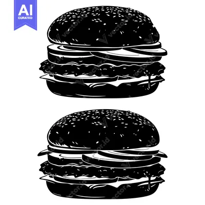 Popular premium asset: Two Black and White Silhouette Images of Burgers