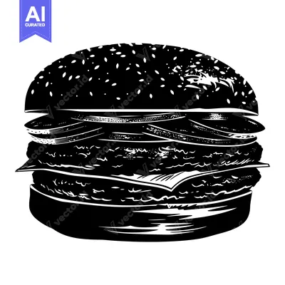 Aset premium populer: Black and White Illustration of a Cheeseburger