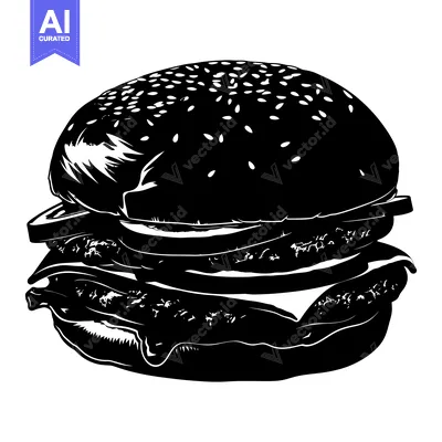 Popular premium asset: Black and White Silhouette of a Hamburger
