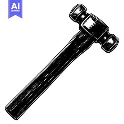 Black and White Illustration of a Ball Pein Hammer