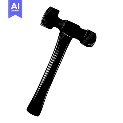 Premium design asset: Black and White Silhouette of a Hammer