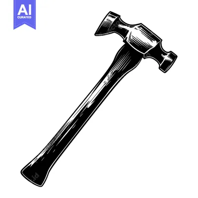 Aset premium populer: Black and White Illustration of a Claw Hammer