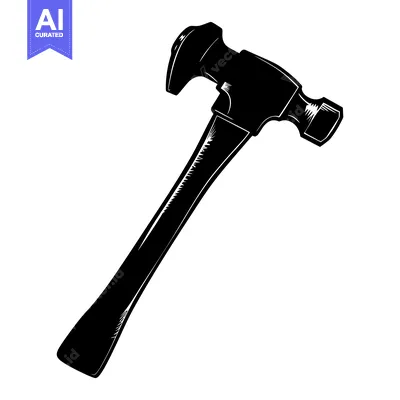 Premium design asset: Black and White Illustration of a Hammer