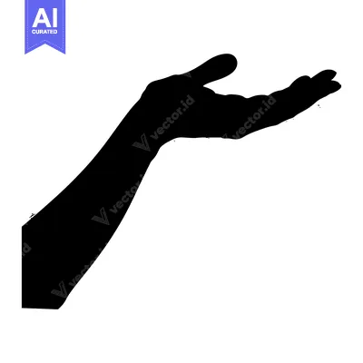 Premium design asset: Black and White Silhouette of an Open Hand