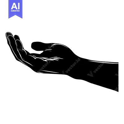 Premium design asset: Black and White Silhouette of an Outstretched Hand