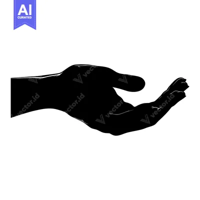 Premium design asset: A Black Silhouette of a Hand Open and Cupped Upward