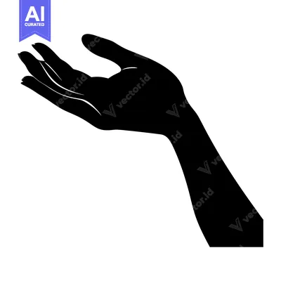 Aset desain premium: Silhouette of a Hand Reaching Out with Palm Up