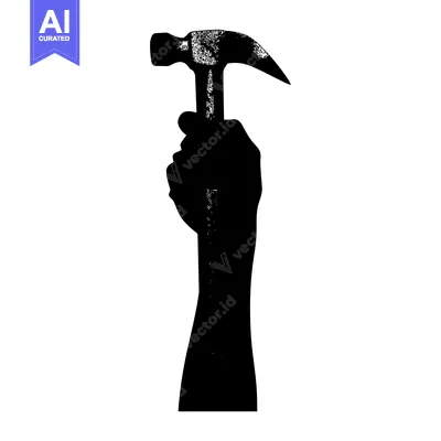 Black and White Silhouette of a Hand Holding a Hammer