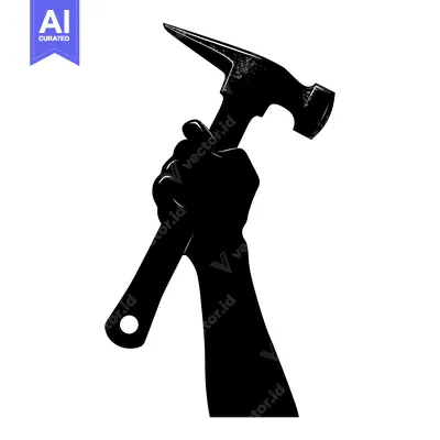 Aset premium populer: Silhouette of a hand holding a hammer