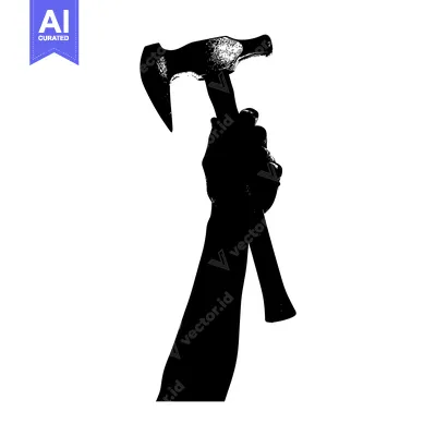 Aset desain premium: Silhouette of a Hand Holding a Hammer