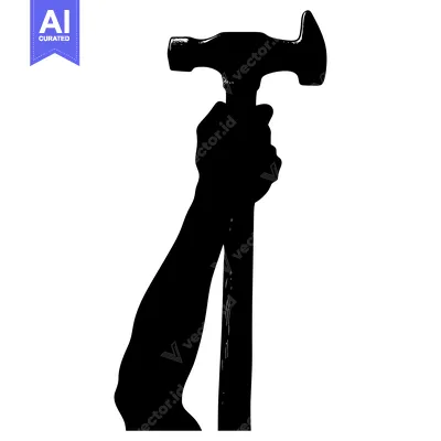 Aset desain premium: Silhouette of a Hand Holding a Hammer