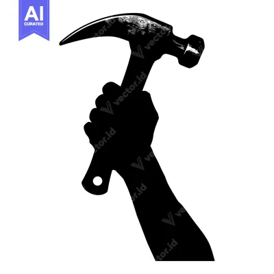 Aset premium populer: Silhouette of a Hand Holding a Hammer