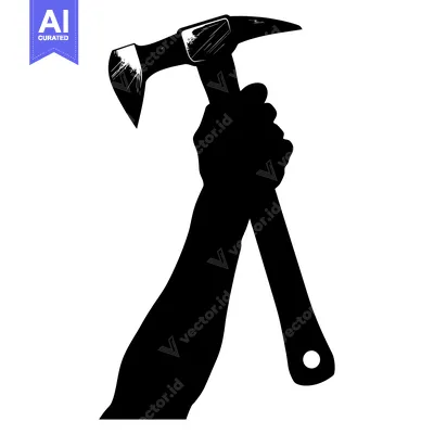 Silhouette of a Hand Holding a Hammer
