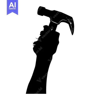 Premium design asset: Black and White Silhouette of a Hand Holding a Hammer