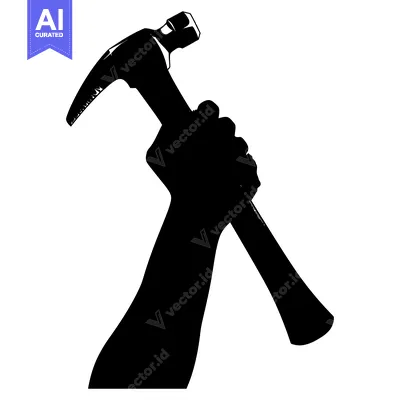 Premium design asset: Silhouette of a Hand Holding a Hammer