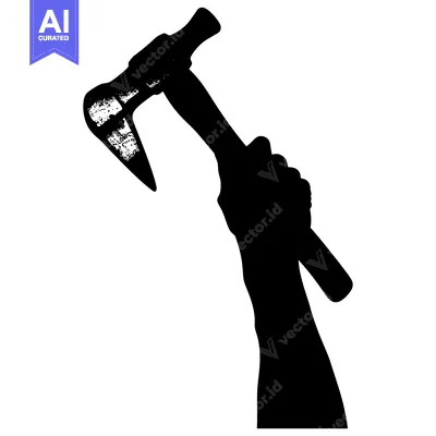 Aset premium populer: Silhouette of a hand holding an axe