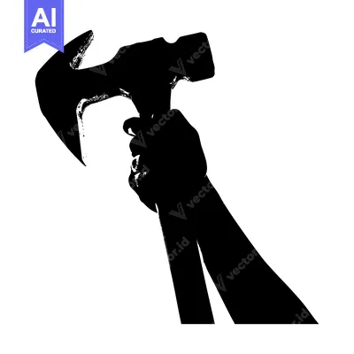 Silhouette of a Hand Holding a Hammer