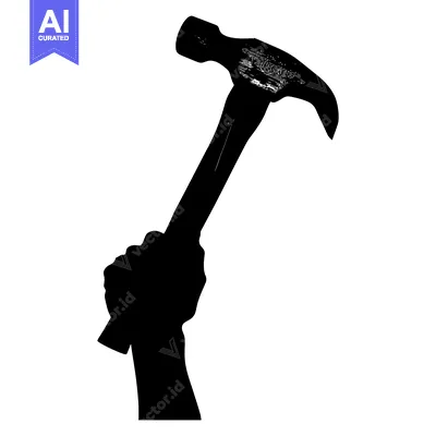 Silhouette of a Hand Holding a Hammer