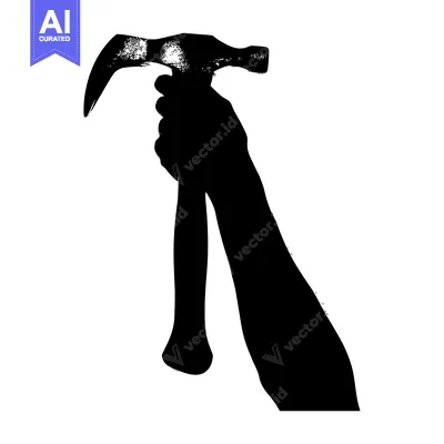 Silhouette of a Hand Holding a Hammer
