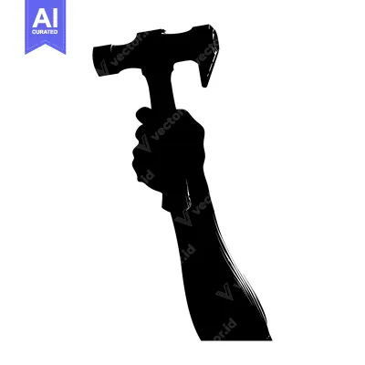 Aset desain premium: Silhouette of a Hand Holding a Hammer