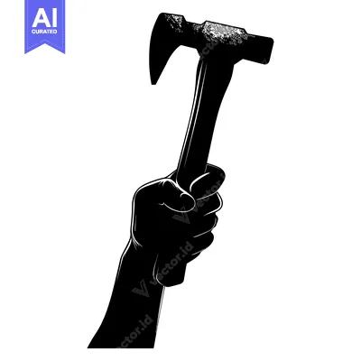 Silhouette of a Hand Holding a Hammer
