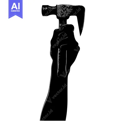 Silhouette of a Hand Holding a Hammer