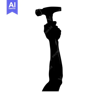 Silhouette of a Hand Holding a Hammer