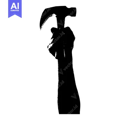 Aset desain premium: Silhouette of a Hand Holding a Hammer