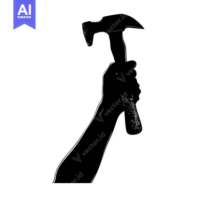 Aset desain premium: Silhouette of a Hand Holding a Hammer
