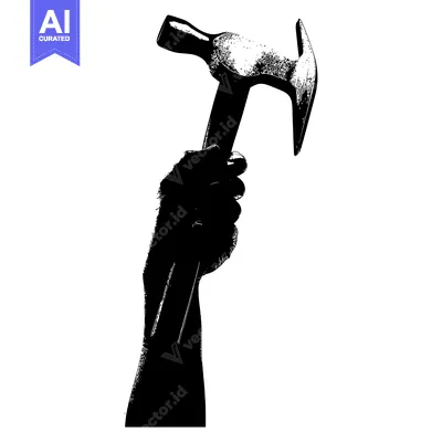 Aset premium populer: Silhouette of a hand holding a hammer