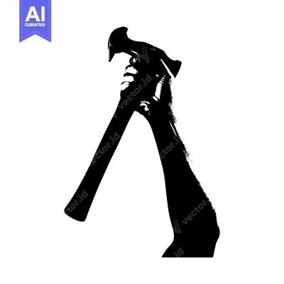 Aset desain premium: Silhouette of a Hand Holding a Hammer