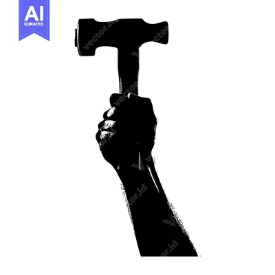 Aset desain premium: Silhouette of a Hand Holding a Hammer