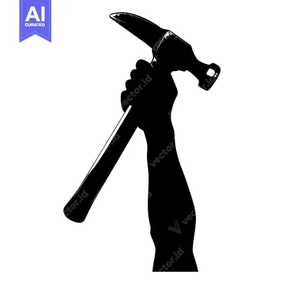 Silhouette of a Hand Holding a Hammer