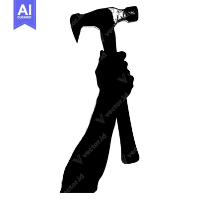 Silhouette of a Hand Holding a Hammer