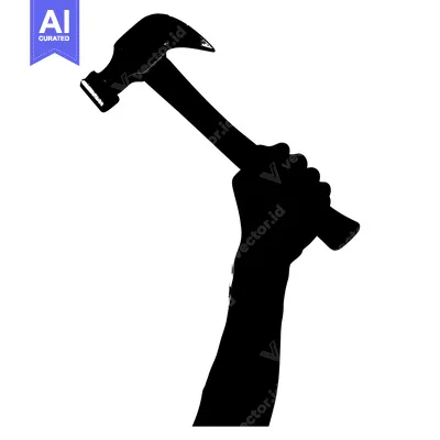 Aset desain premium: Silhouette of a Hand Holding a Hammer