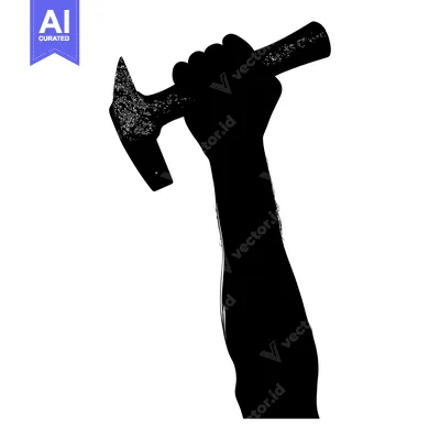 Silhouette of a Hand Holding a Hammer